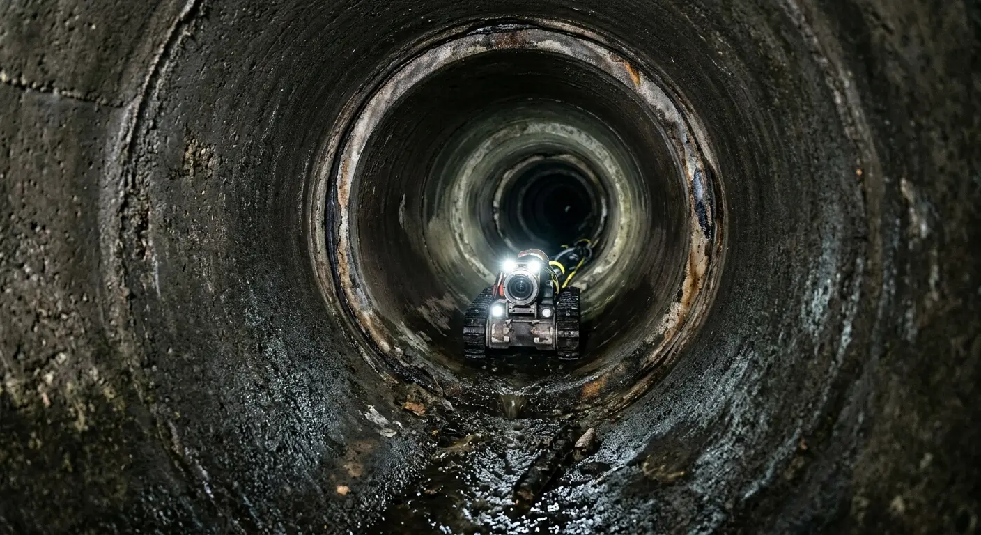 Robotic sewer camera inspecting pipe interior for Sewer Line Cleaning in West Donegal